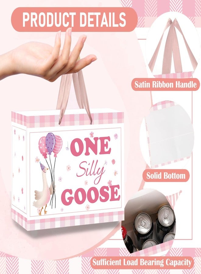 RTMISA One Silly Goose Birthday Gift Bag with Tissue Paper and Greeting Card for One Year Old Girl First Birth Day Party Decorations Supplies - Image 3